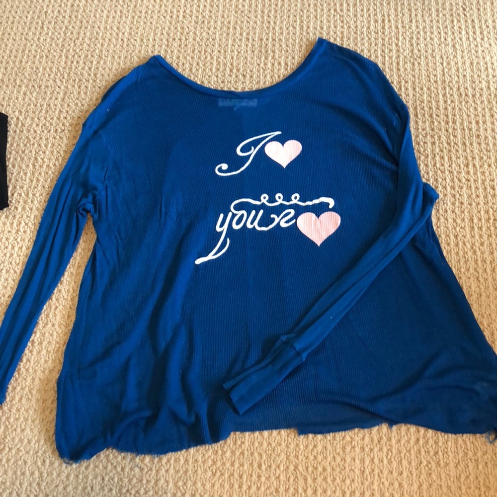 Blue Wildfox I Love You Long Sleeve Shirt